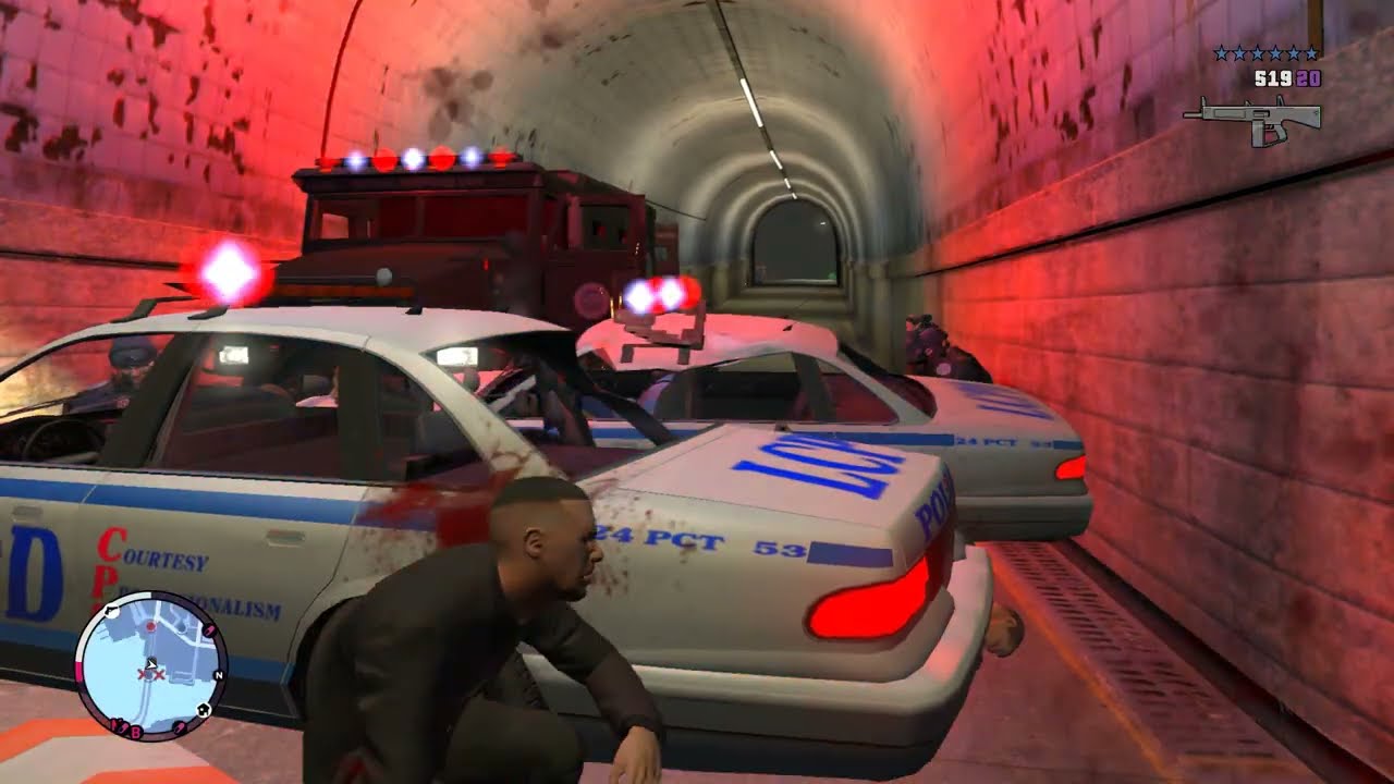 GTA TBoGT - 6 Star Wanted Level - Stealing Stash and Tunnel Shootout
