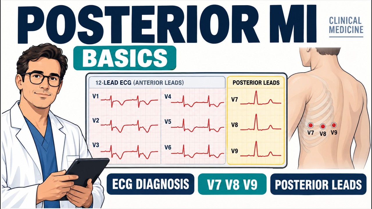 Posterior Myocardial Infarction Basics - Diagnosis, ECG, Leads V7, V8, V9 | Clinical Medicine