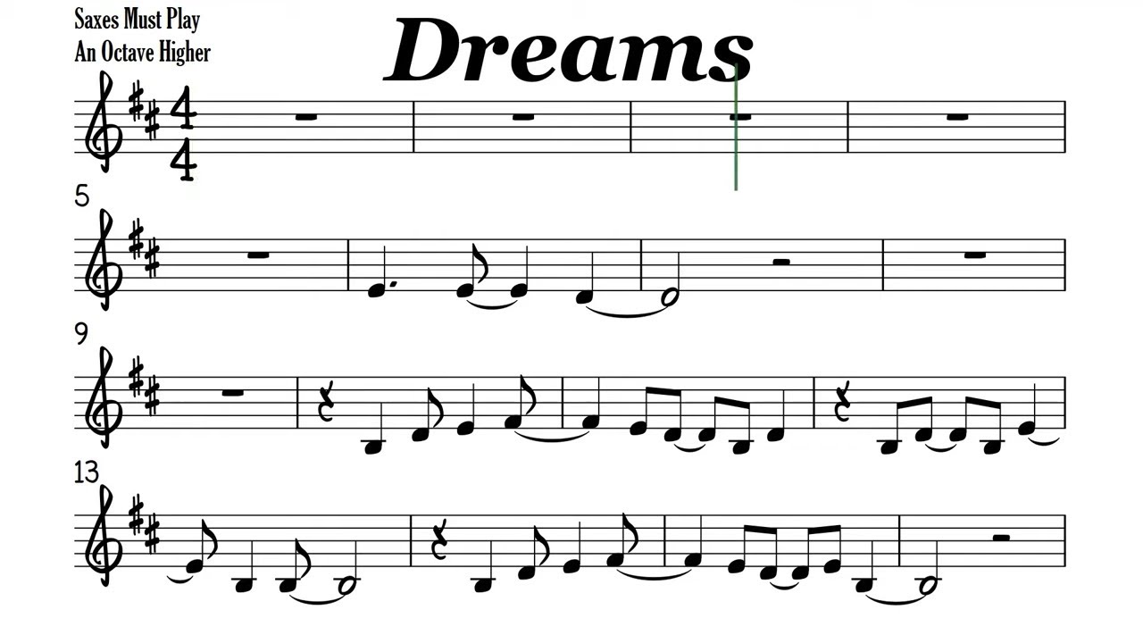 Dreams Tenor Sax Soprano Clarinet Trumpet Sheet Music Backing Track Play Along Partitura