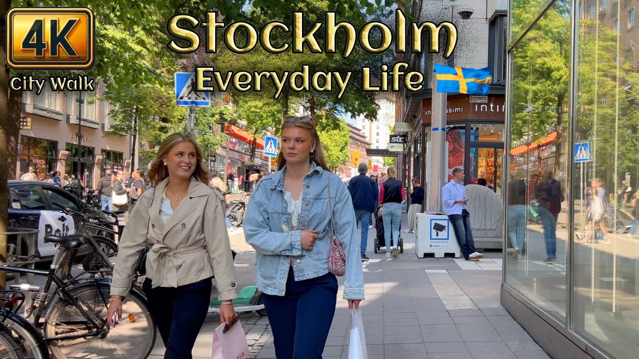Sweden: Stockholm City Walk | Streets, Cafés & People [4K]