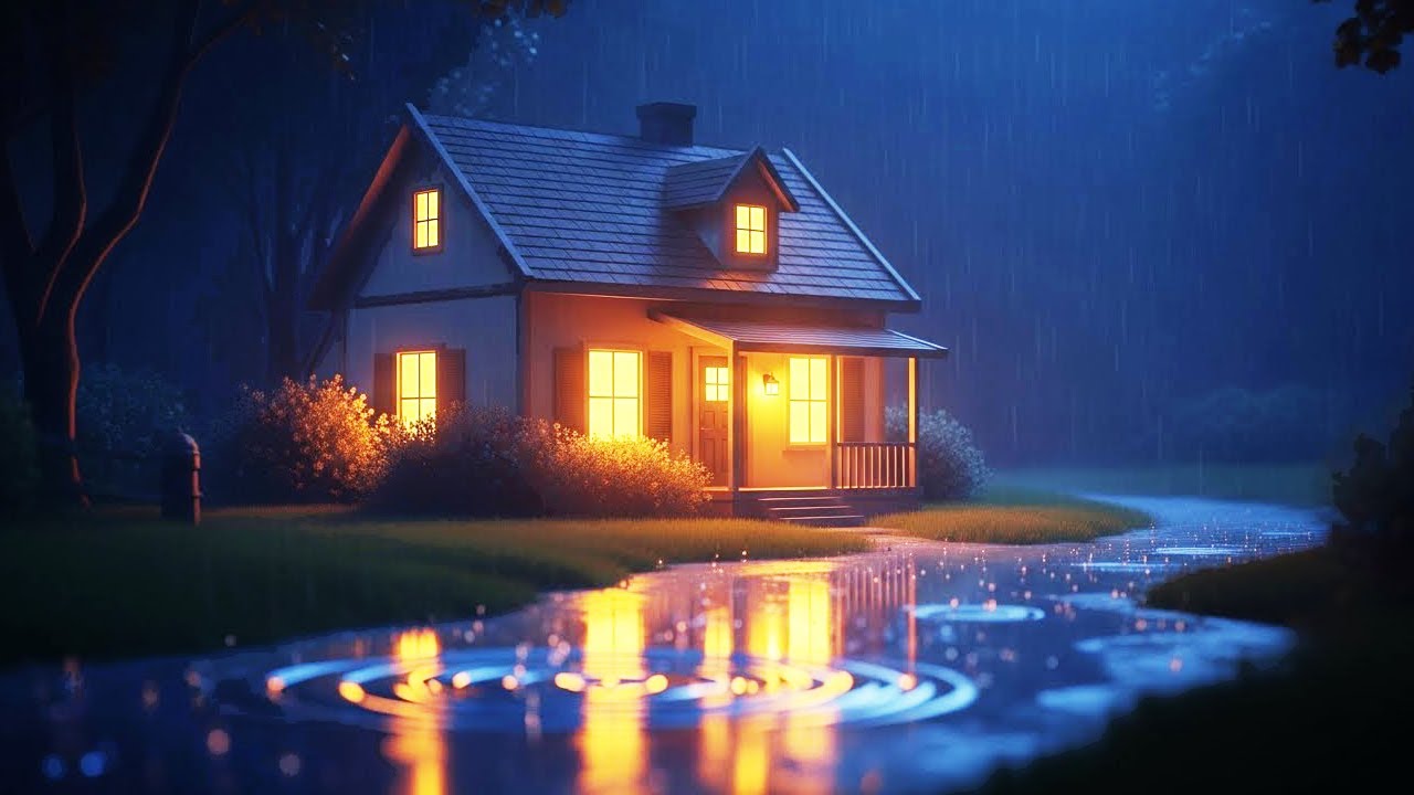 Calm Rain Sounds (No Thunder) for Sleep, Study & Relax | 雨の音とやさしい夜