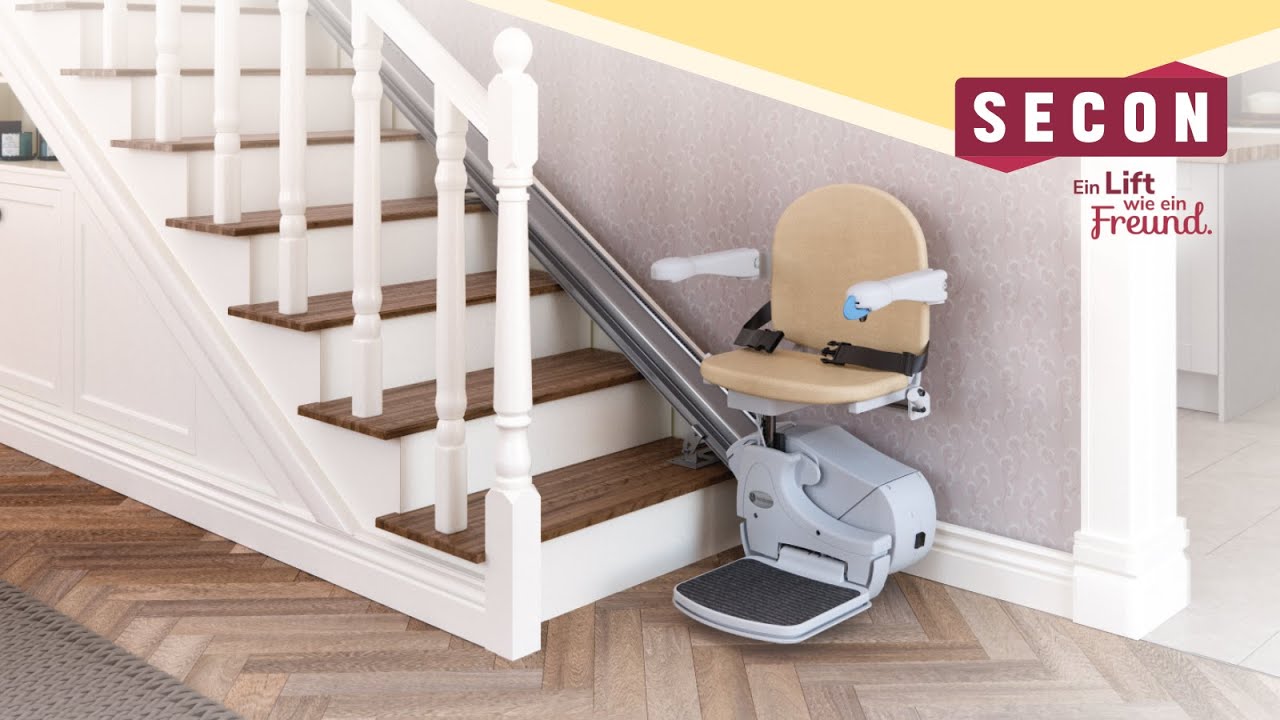 SECON &ndash; Sitztreppenlift SLIM mit Gleitschiene