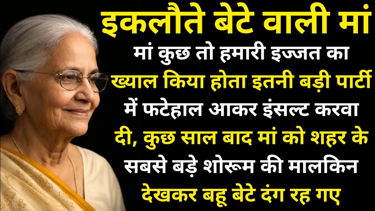 इकलौते बेटे वाली मां, फटेहाल आकर तुम्हारी मां ने पूरी पार्टी बर्बाद कर दी #हिंदीकहानी #hindistory