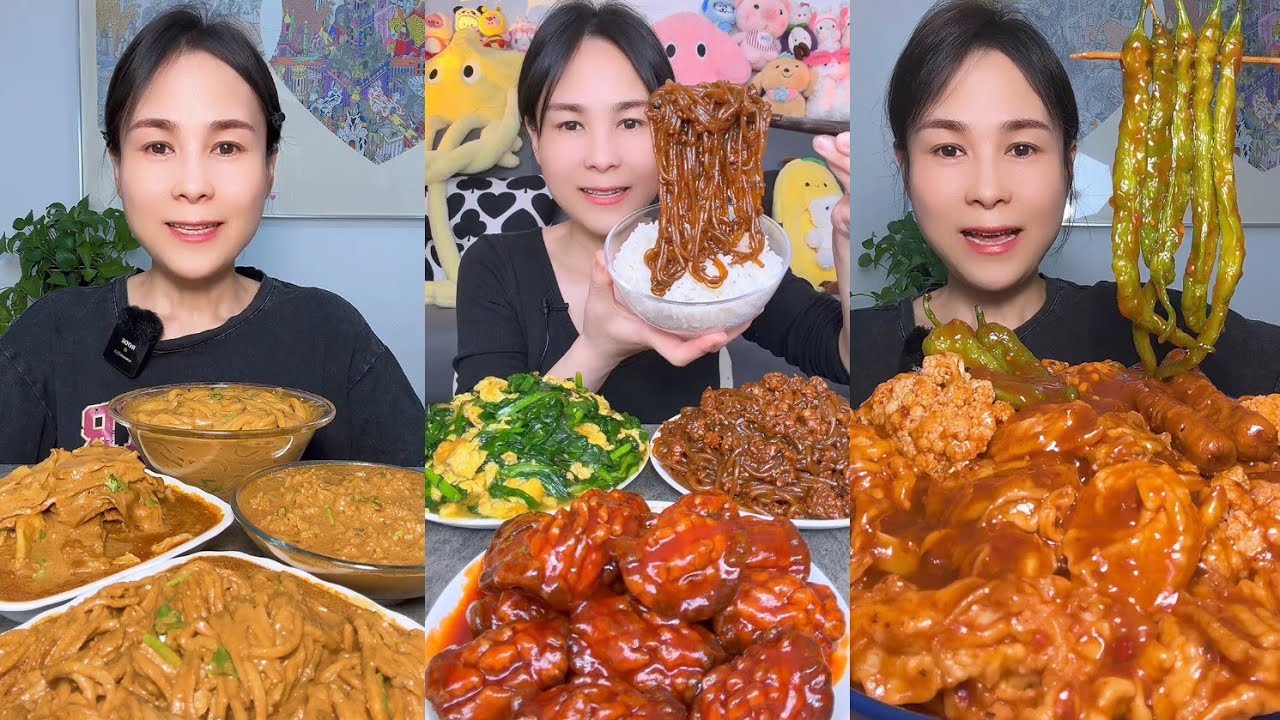 Mukbang Challenge : Eating Spicy 🔥🥵 noodles 🍜 fried tendon noodles rachang #food #mukbang #meat 