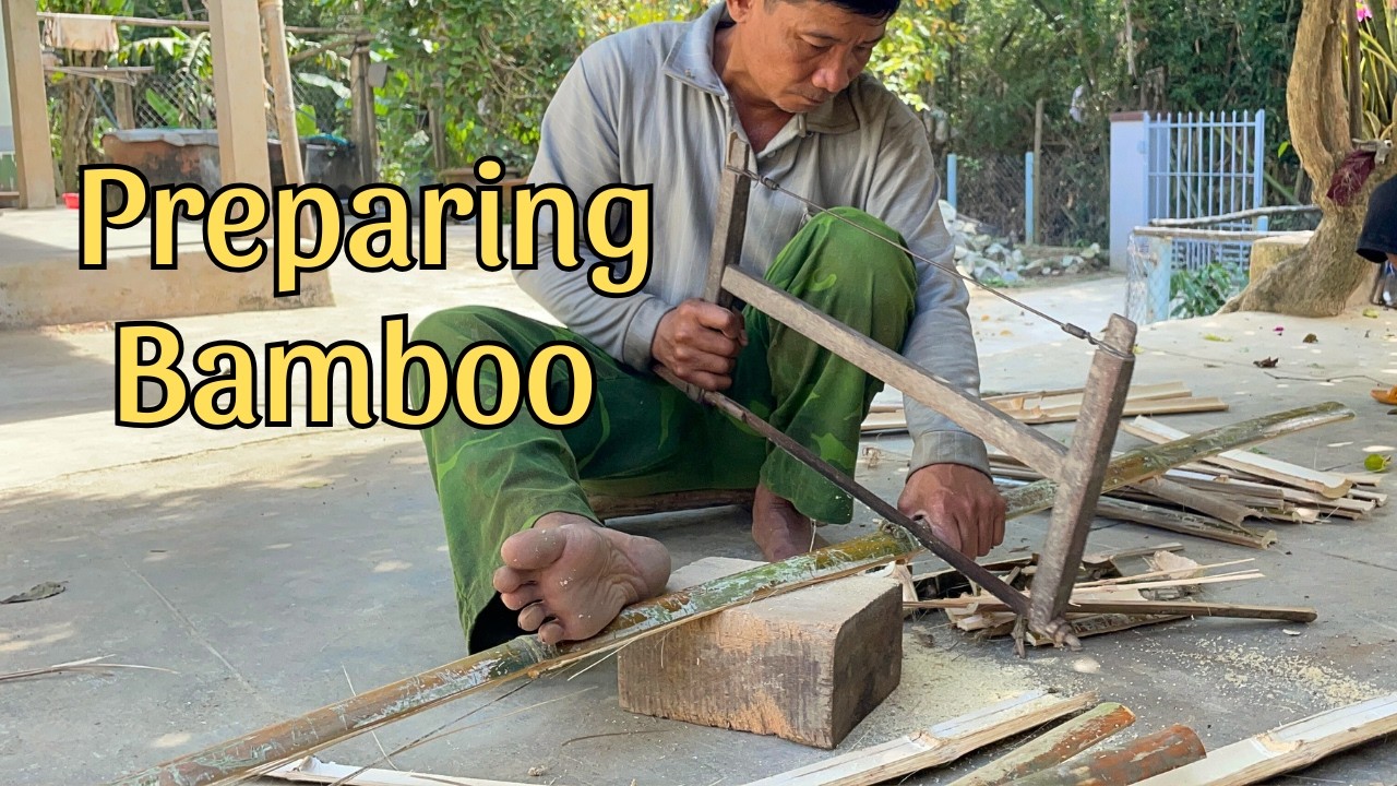 Подготовка бамбука для корзин | Плетение из бамбука | Working With Me ASMR