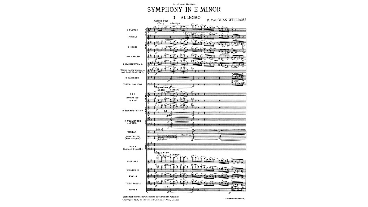 Ralph Vaughan Williams - Symphony No. 6 in E minor [with score]