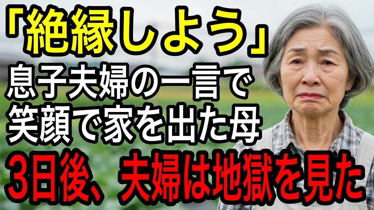 「親なんかいらない」長男夫婦から絶縁通告された日、黙って笑顔で家を出た。3日後夫婦は全てを失った…