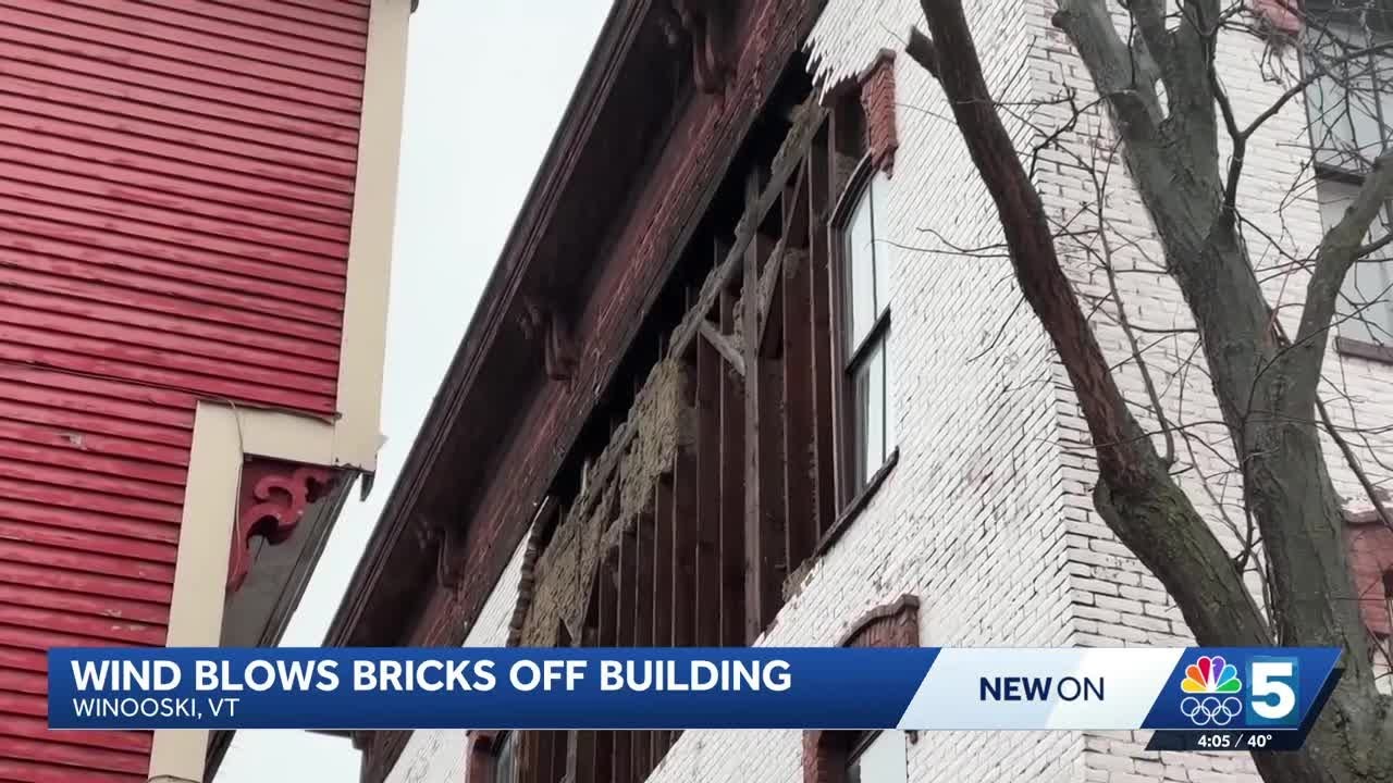 High winds cause part of brick building to collapse in Winooski