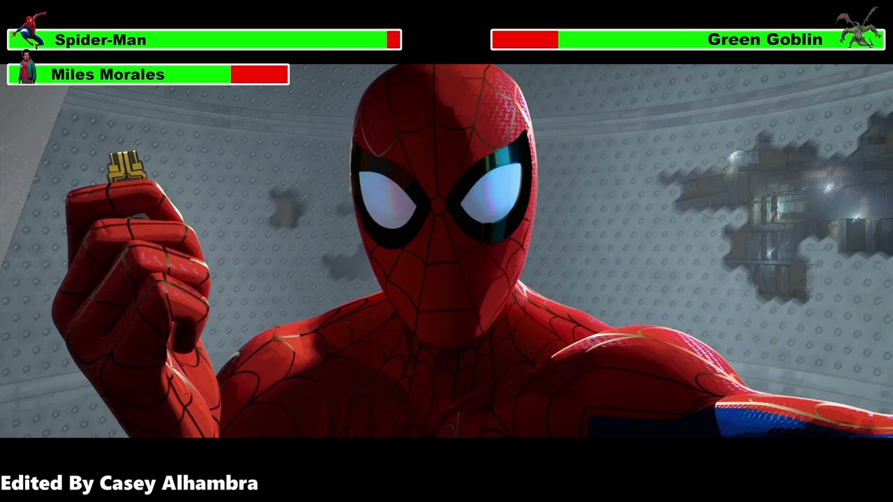 Spider-Man: Into the Spider Verse (2018) Subway Battle with healthbars