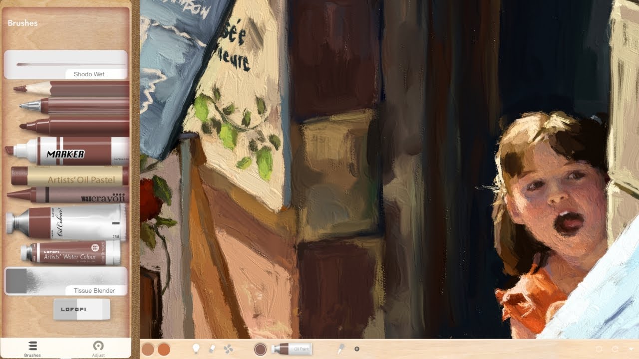 【iPad Pro】Girl on the street  painting using  Art Set 4