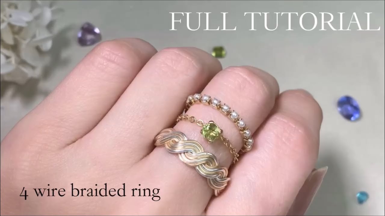 【簡単✨】ワイヤー4本で作る✨編み込みリングの作り方💍｜20ga・22ga‖ How to make a braided ring with 4 wires💍