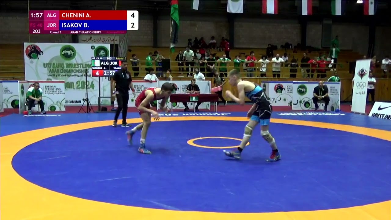 Abderrezak CHENINI ALG vs  Betsha Shamail Taj Eldeen ISAKOV JOR Round 3 FS 48 kg