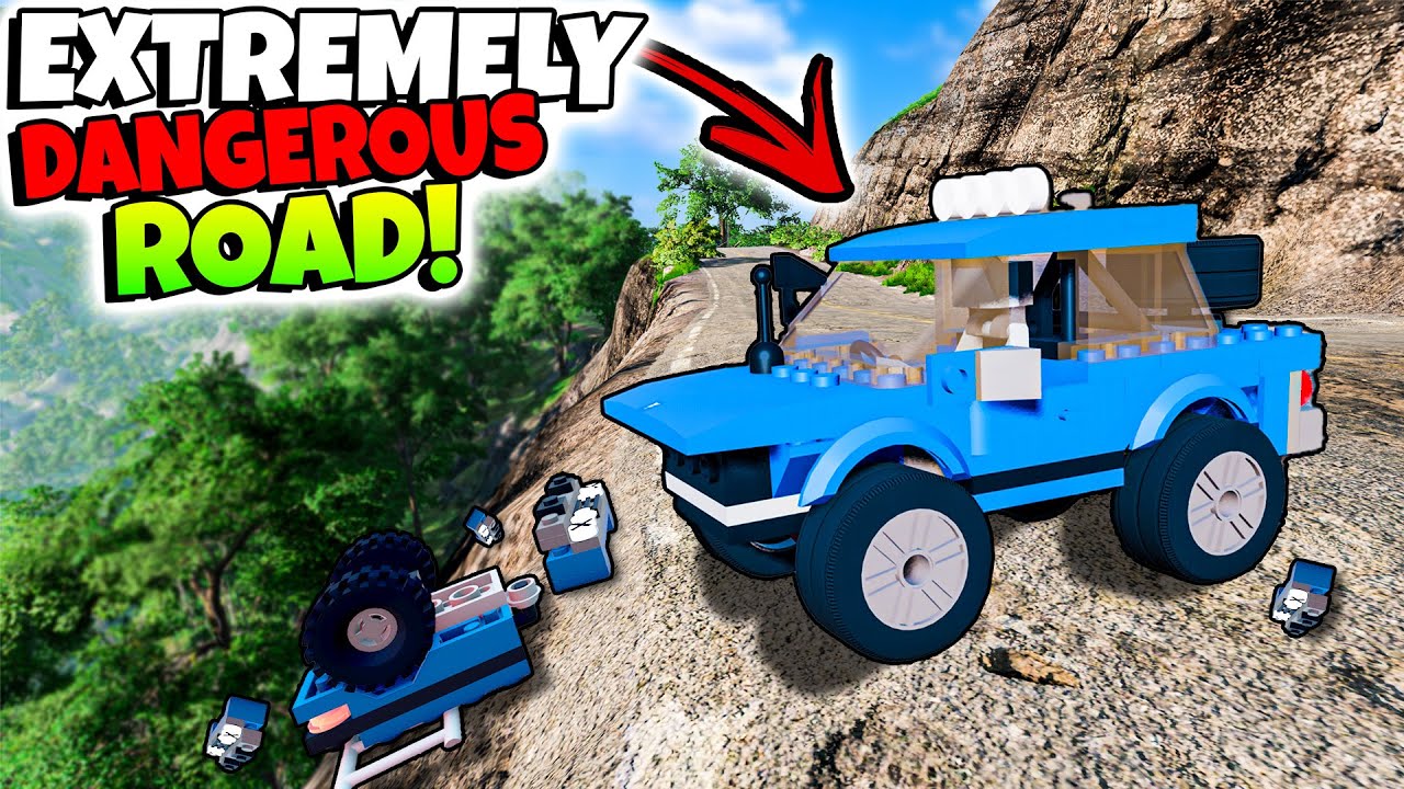 I Drove LEGO CARS Down a DANGEROUS ROAD in BeamNG Mods!!