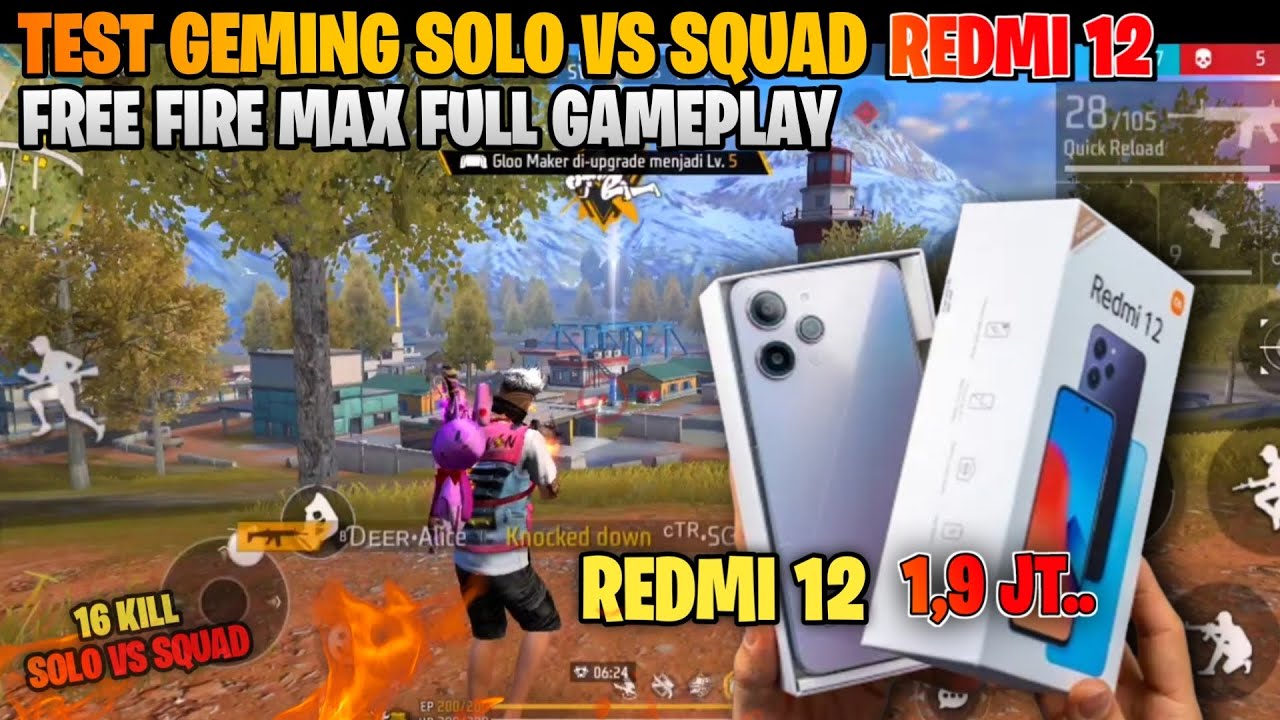 REDMI 12 INDONESIA TEST PERFORMA GAMING HARGA 1,99 JT!! SOLO VS SQUAD