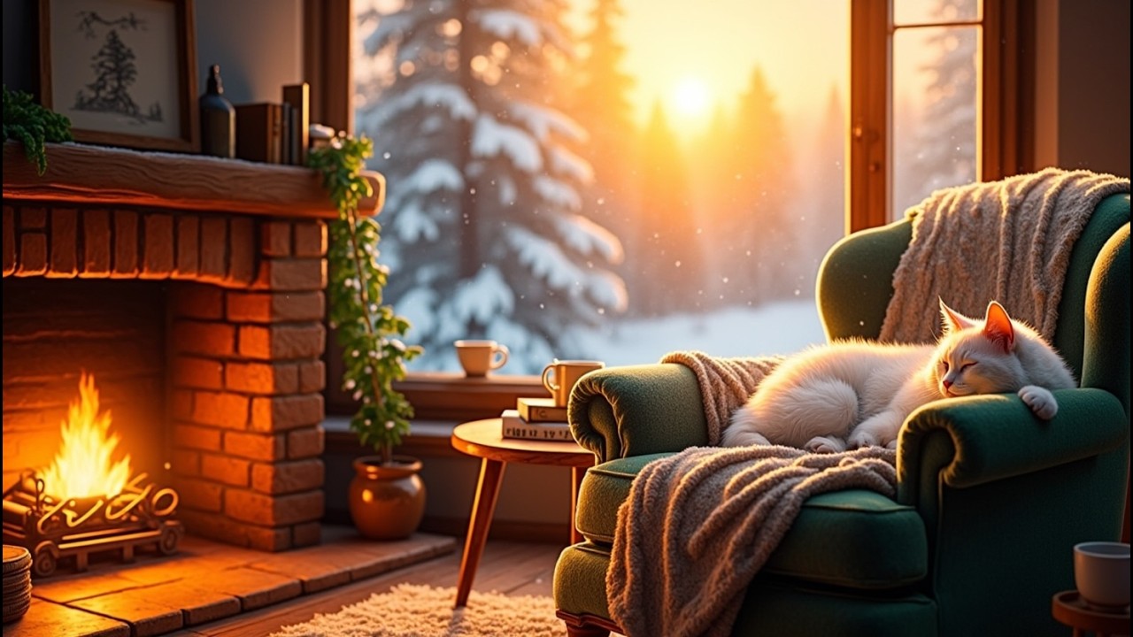 Cozy Lofi Fireplace Ambience 🔥 Peaceful Cabin Night for Deep Sleep & Relax