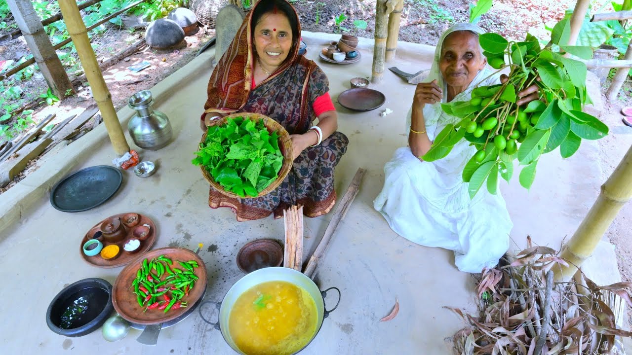 গরমের সেরা কচি আমরা দিয়ে মুসুর ডাল সঙ্গে চালকুমড়ো পাতার সেরা রান্না | Summer special village recipes