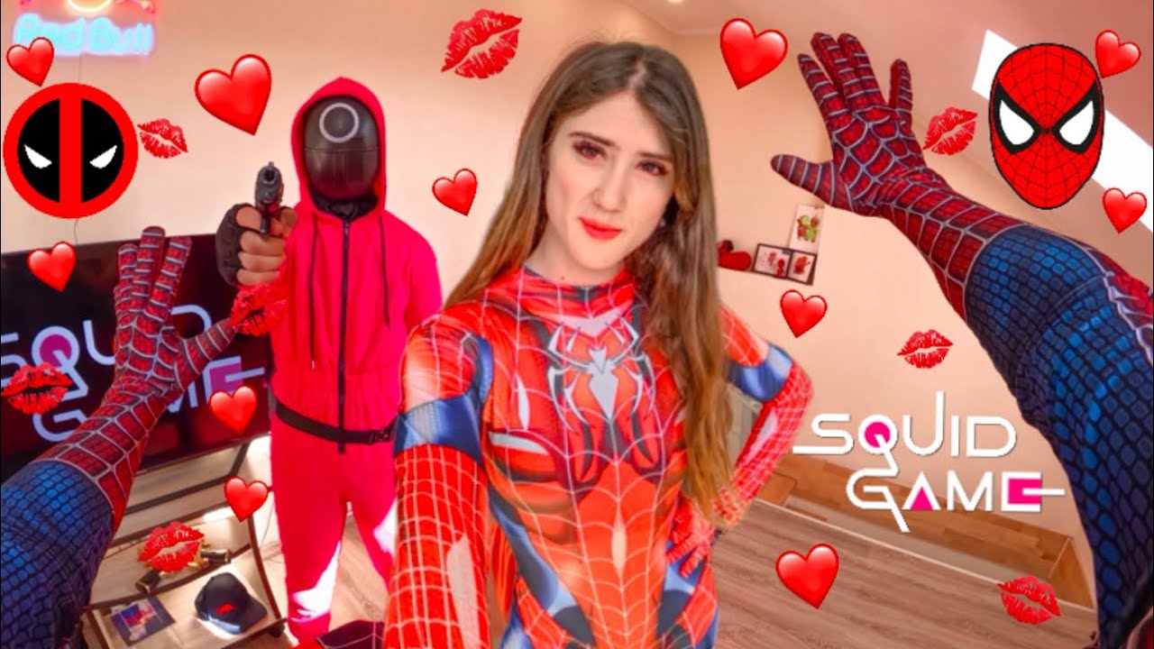 CRAZY GIRL IN LOVE MAKES SPIDER-MAN AND DEADPOOL PLAY A SQUID GAME (Love Parkour POV) 