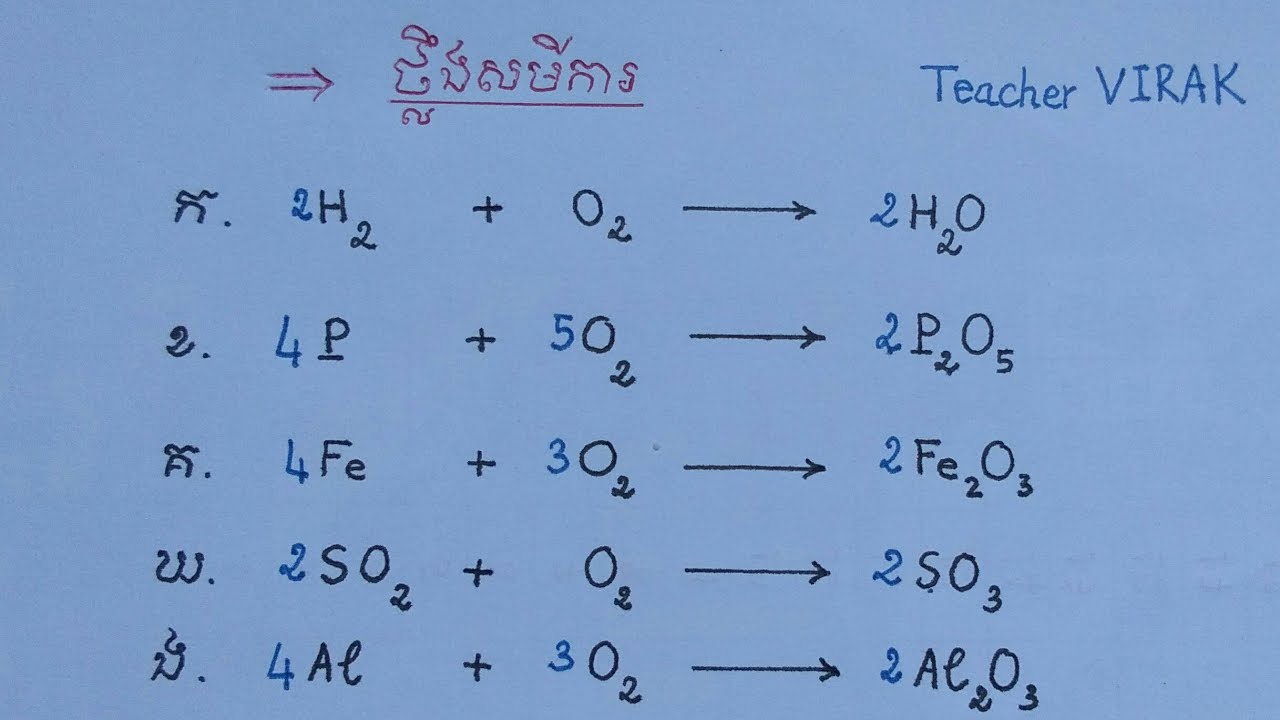 ថ្លឹងសមីការ Chemical equation Balancing