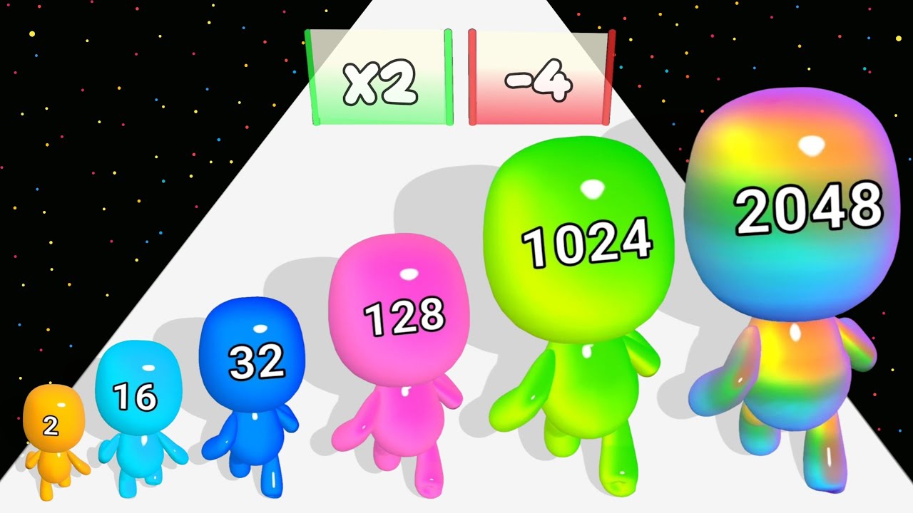 Man Runner 2048 - Level Up Man Max Level Gameplay (Jelly Run 2048)