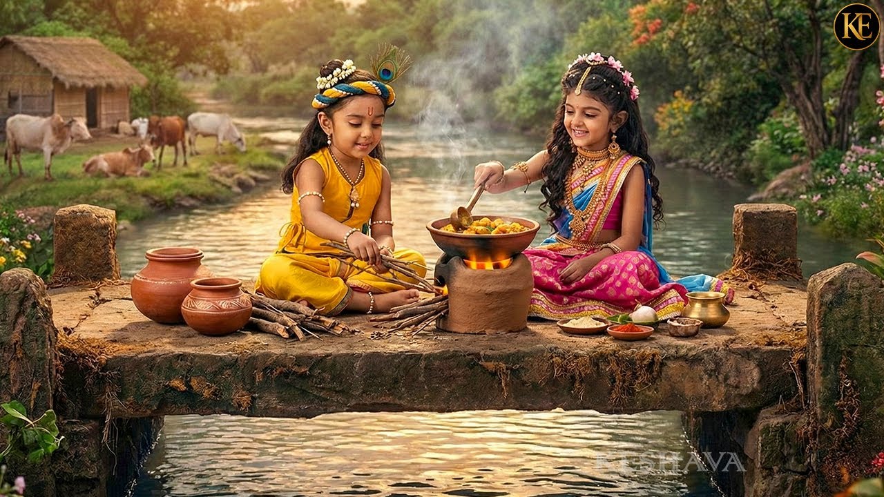 जब बाल कान्हा और राधा ने नदी किनारे मिलकर प्रेम से भोजन बनाया || YMKN || यशोमती मैय्या के नंदलाला