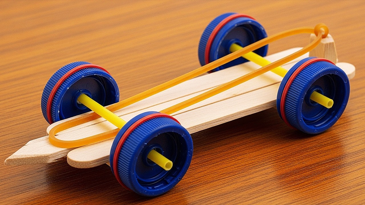How to make a DIY rubber toy car with an elastic band