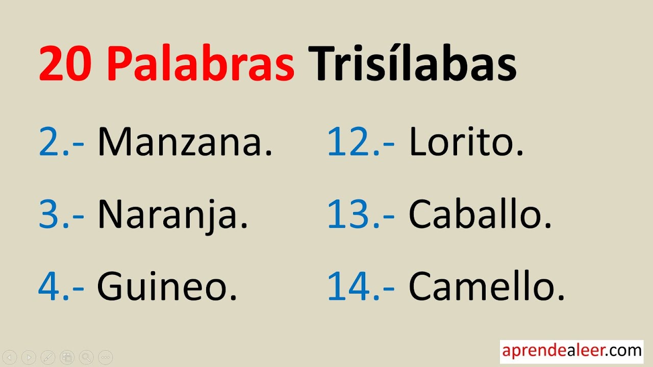 Ejemplos de palabras trisilabas para niños