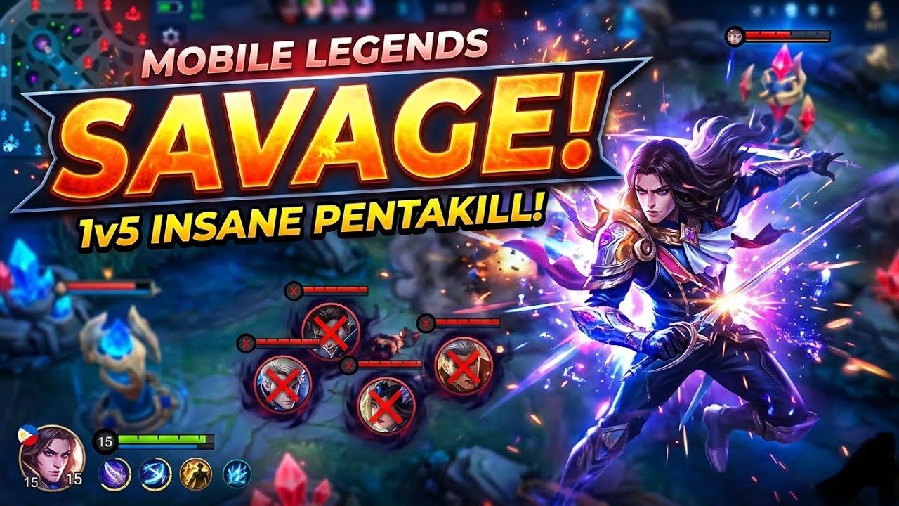 MOBILE LEGEND SAVAGE! 1 vs 5 INSANE PENTAKILL 😱💀