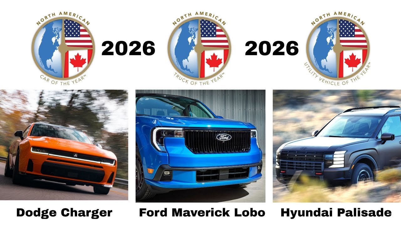 Победители NACTOY 2026 на Детройтском автосалоне: Dodge Charger, Ford Maverick Lobo и Hyundai Pal...