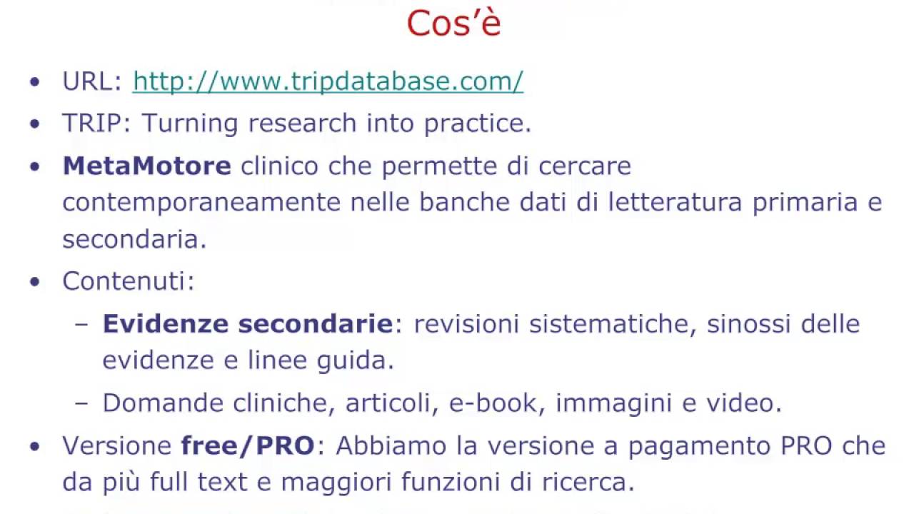 Guida al Trip Database. Introduzione. 1/7
