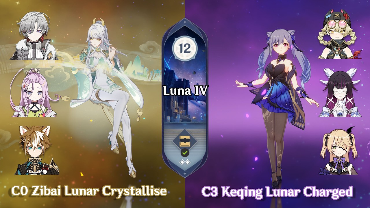 Luna IV Spiral Abyss Floor 12 -  C0 Zibai and C3 Keqing - Genshin Impact