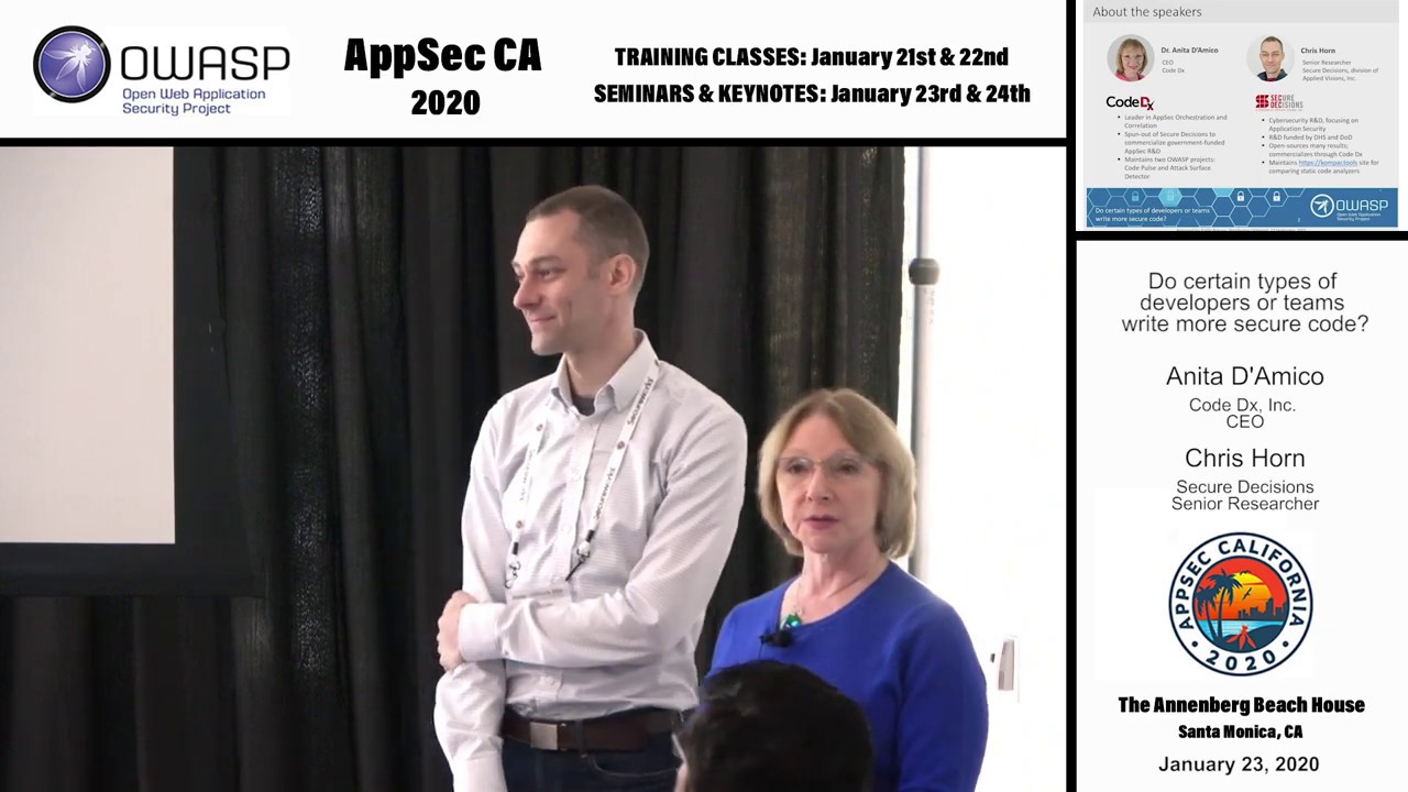 Do certain types of developers or teams write more secure code? - Anita D'Amico and Chris Horn