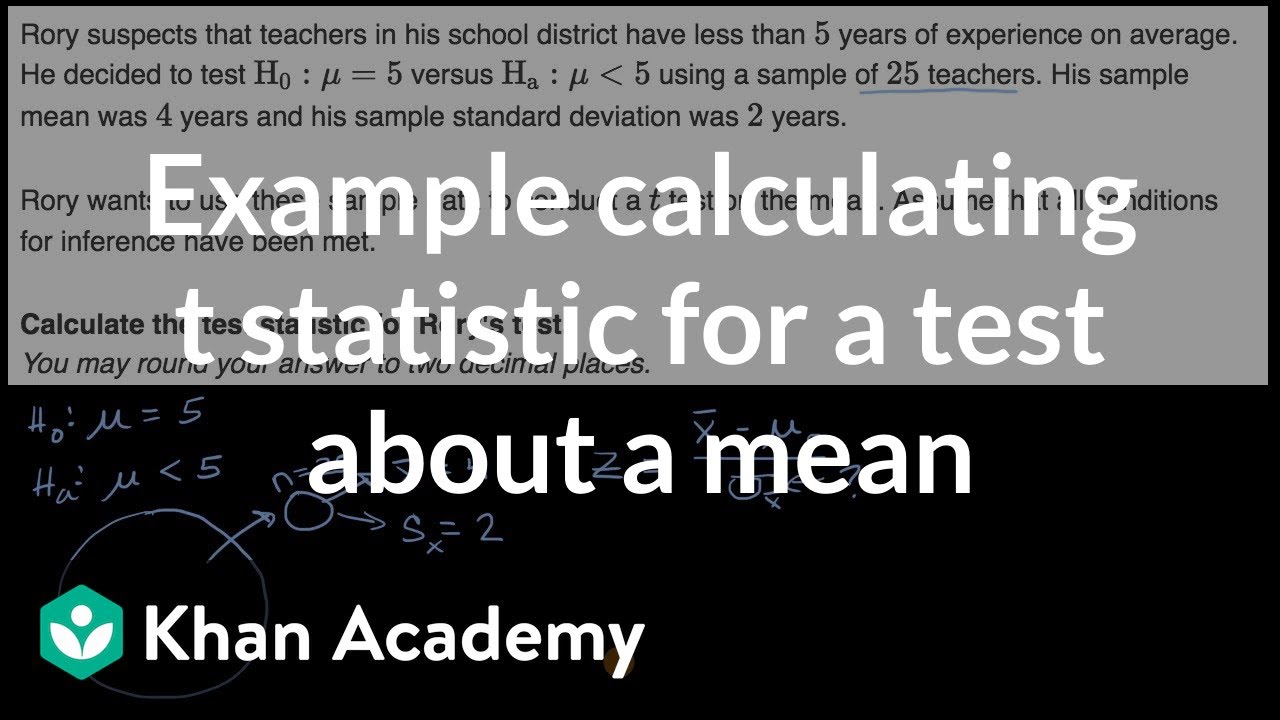 Example calculating t statistic for a test about a mean | AP Statistics | Khan Academy