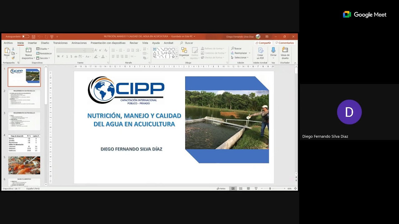 CURSO MODULAR:NUTRICIÓN, MANEJO Y CALIDAD DEL AGUA EN ACUICULTURA