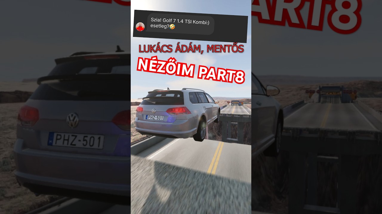 N&Eacute;ZŐIM AUT&Oacute;I VS FALUSI K&Aacute;TY&Uacute;K #foruyou #viral #crash #test #beamng