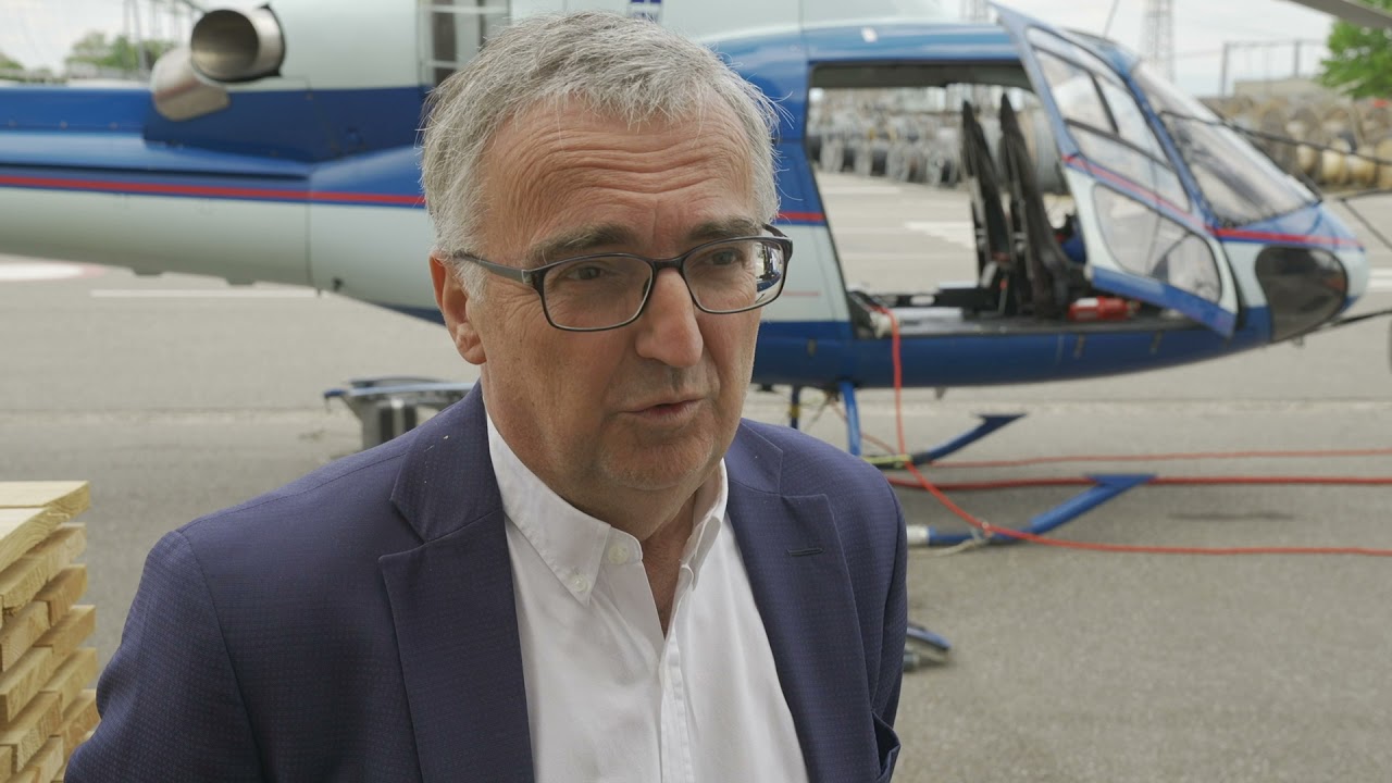 Travaux héliportés sur les lignes électriques de Strasbourg Électricité Réseaux