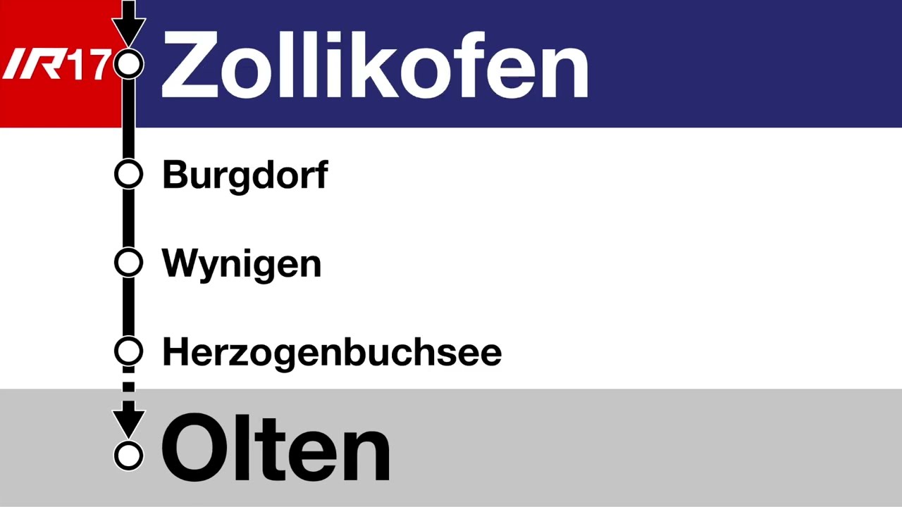 SOB Ansagen • IR17 • Bern – Wankdorf – Zollikofen – Burgdorf – Wynigen – Buchsi – Langenthal – Olten