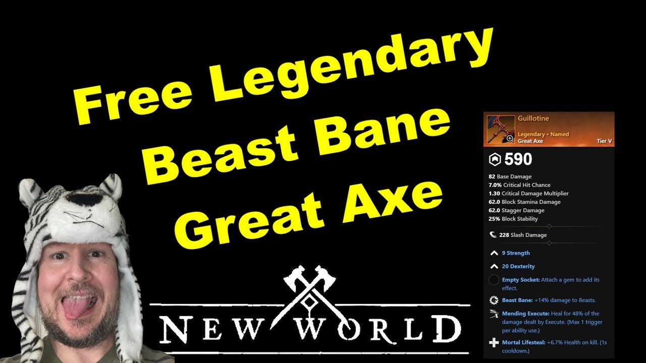 New World-Free Legendary Great Axe with Beast bane