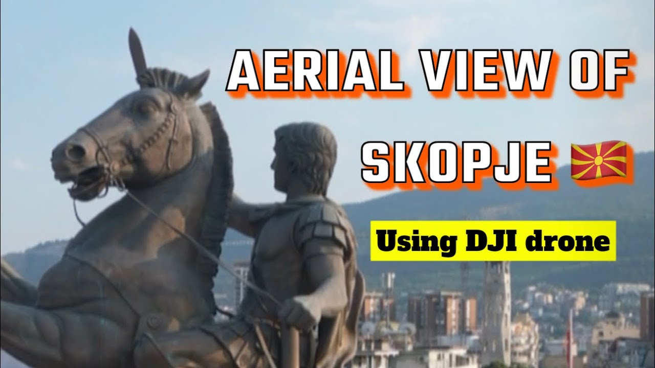 Aerial view of the city centre of Skopje, North Macedonia | Drone footage of Skopje city