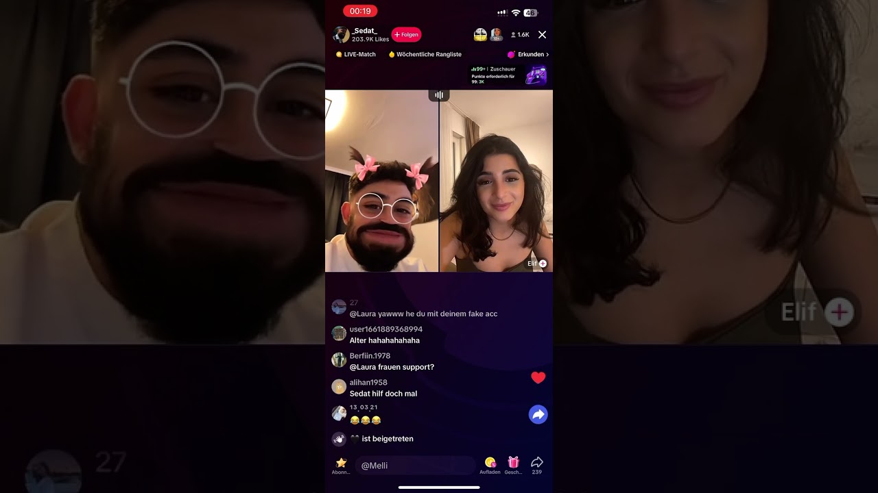 SEDAT - ELIF Live auf Tiktok | Beyaz Tirnahci