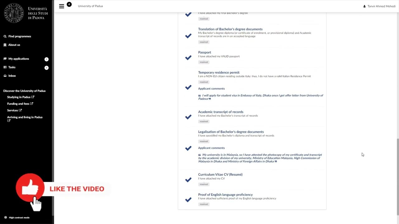 Italian University Application Payment Process in Bangla
