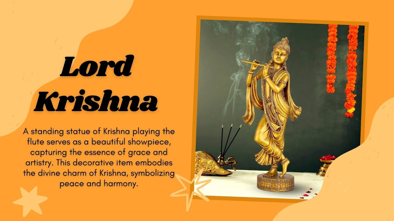 Standing Krishna Idol Showpiece for Home Decor - (Polyresin) 16 inch