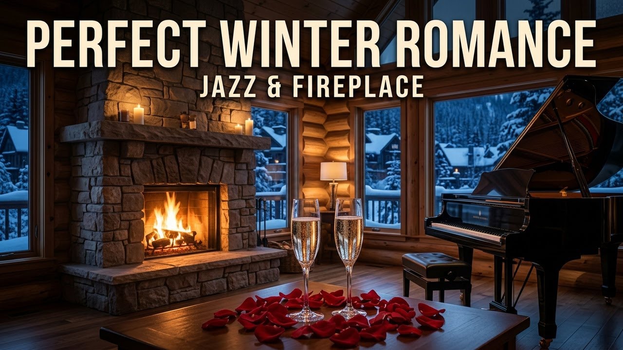 Snowed In on Valentine’s Night | Romantic Jazz Piano & Fireplace (1 Hour)
