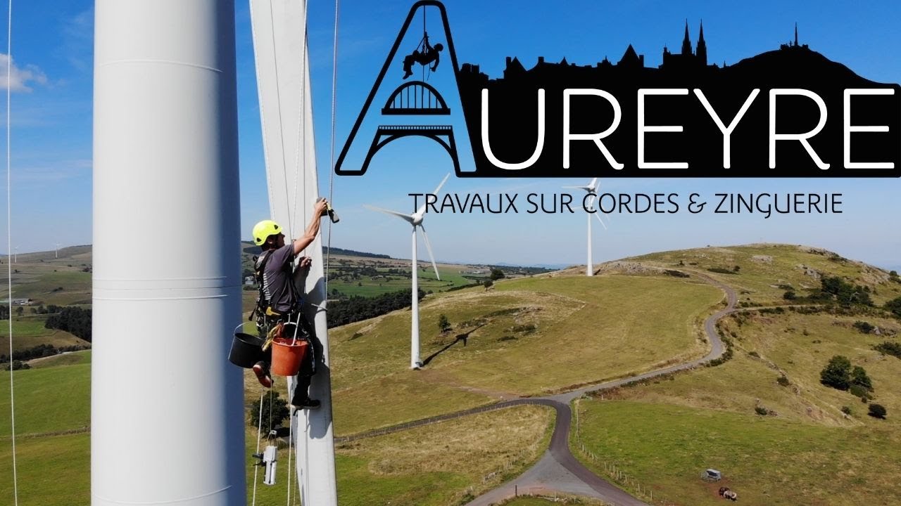 AUREYRE travaux sur cordes zinguerie -  Cin&eacute;matique de cordiste sur &eacute;oliennes HYDRODIESOL - 2021