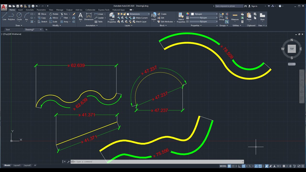 AutoCAD dimcurve Lisp dimension length of any 2D/3D curve (or distance on curve)