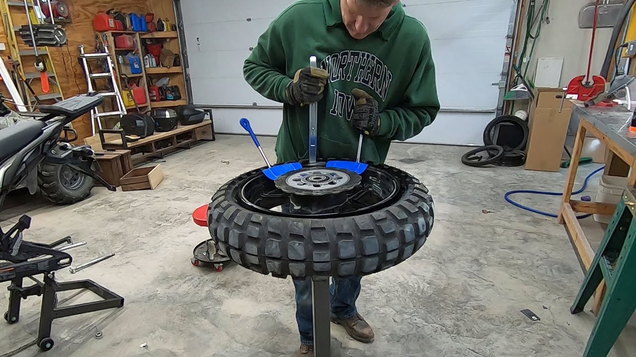 DIY motorcycle tire changing stand