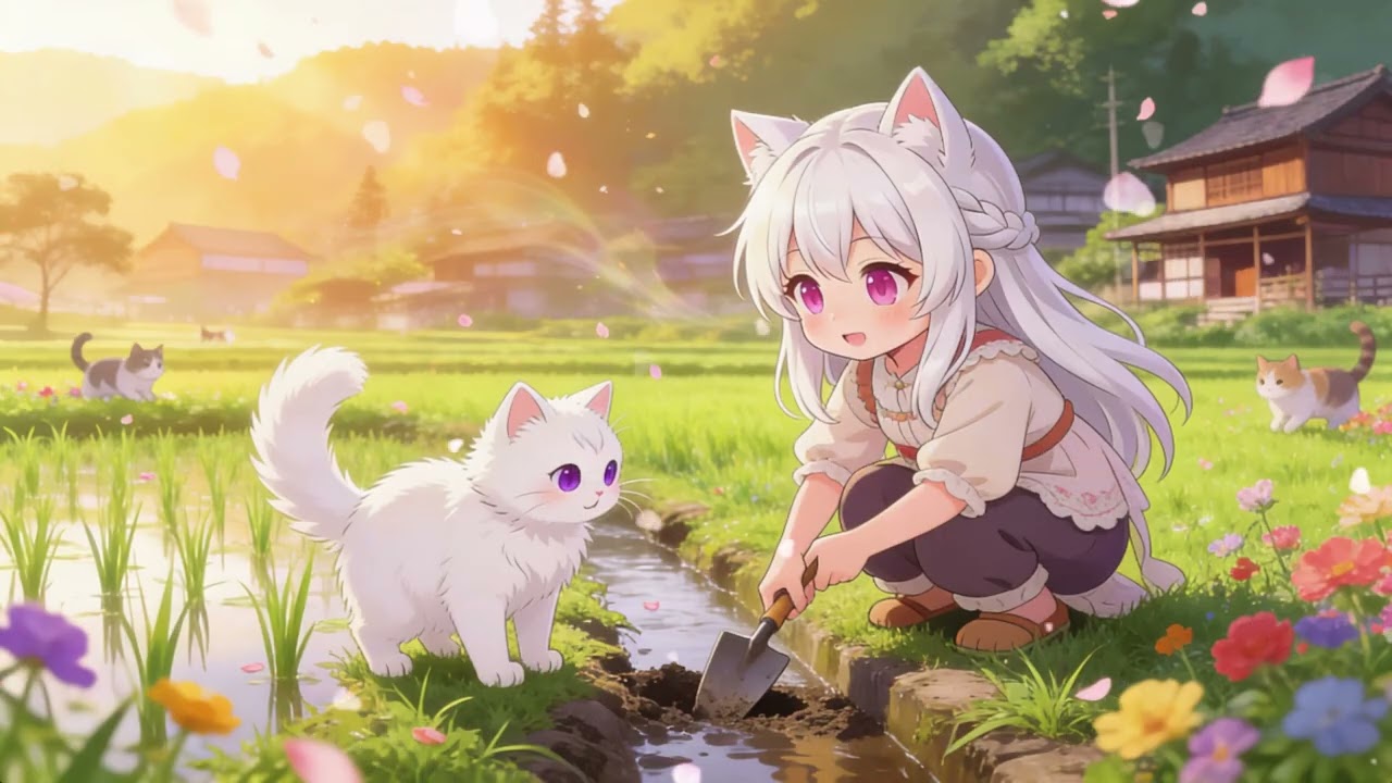 Cozy Cat Village 🌿🐱 | Soft Morning Wind for Focus, Coffee & Gentle Calm