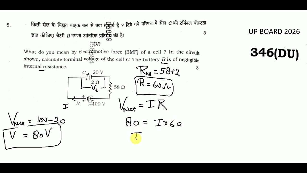 What do you mean by electromotive force (EMF) of a cell ? In the circuit shown, calculate terminal