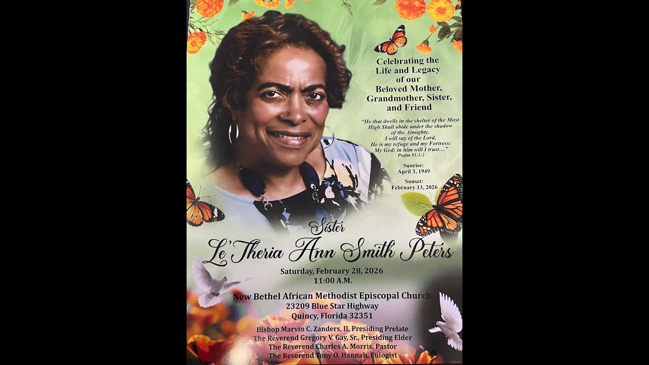 Homegoing Celebration for Sis. Letheria Ann Smith Peters