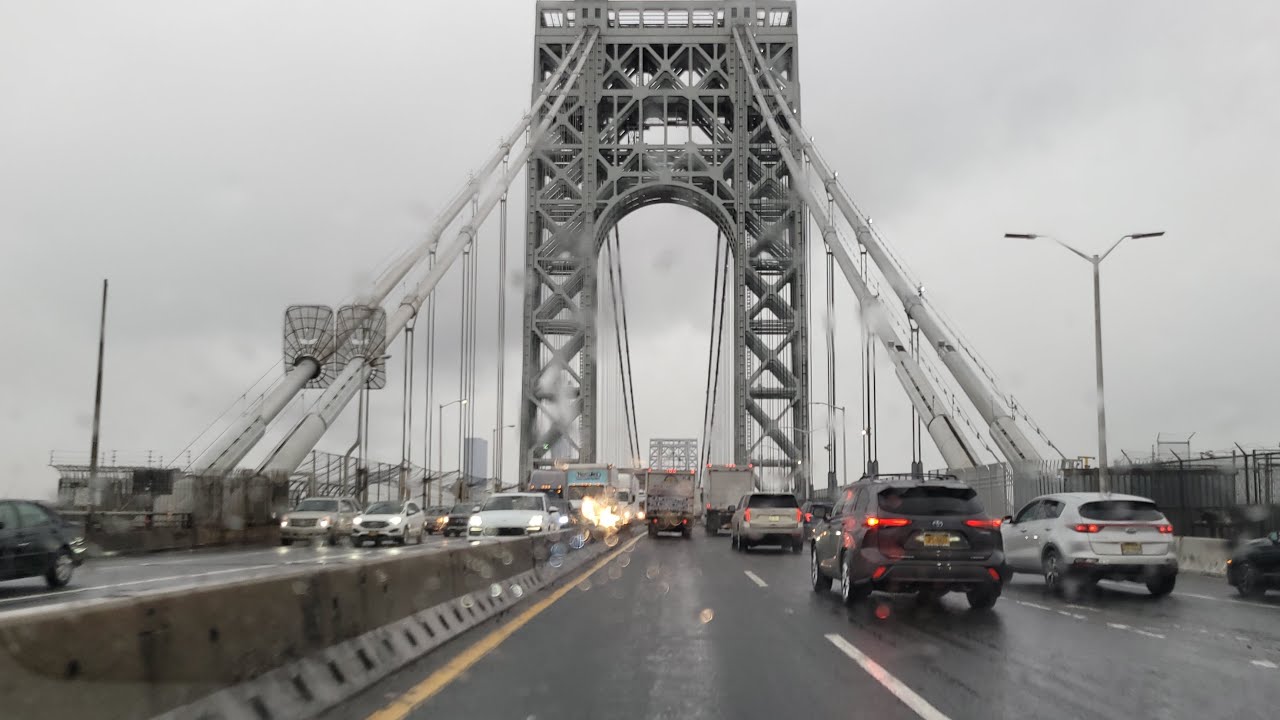[4k ASMR] Driving in rain from New York to New Jersey! Heavy Rain!!! George Washington Bridge, I-95