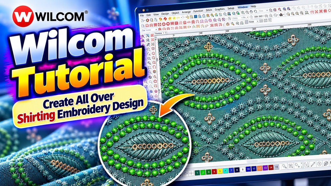 Wilcom Tutorial | Create All Over Shirting Embroidery Design